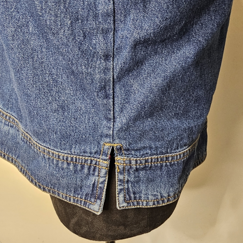 Vintage Studio Works Womens Jean Jacket Tapestry Velvet‎ Patchwork Petite S - Picture 10 of 11